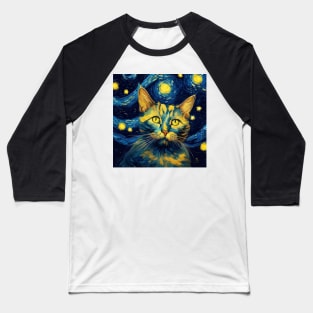 Cat Van Gogh Baseball T-Shirt